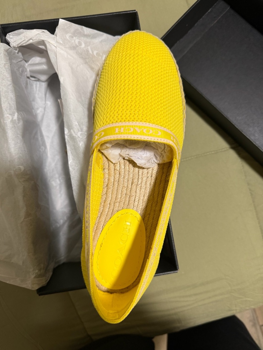 Coach Bright Yellow Knit Slip-On Espadrille